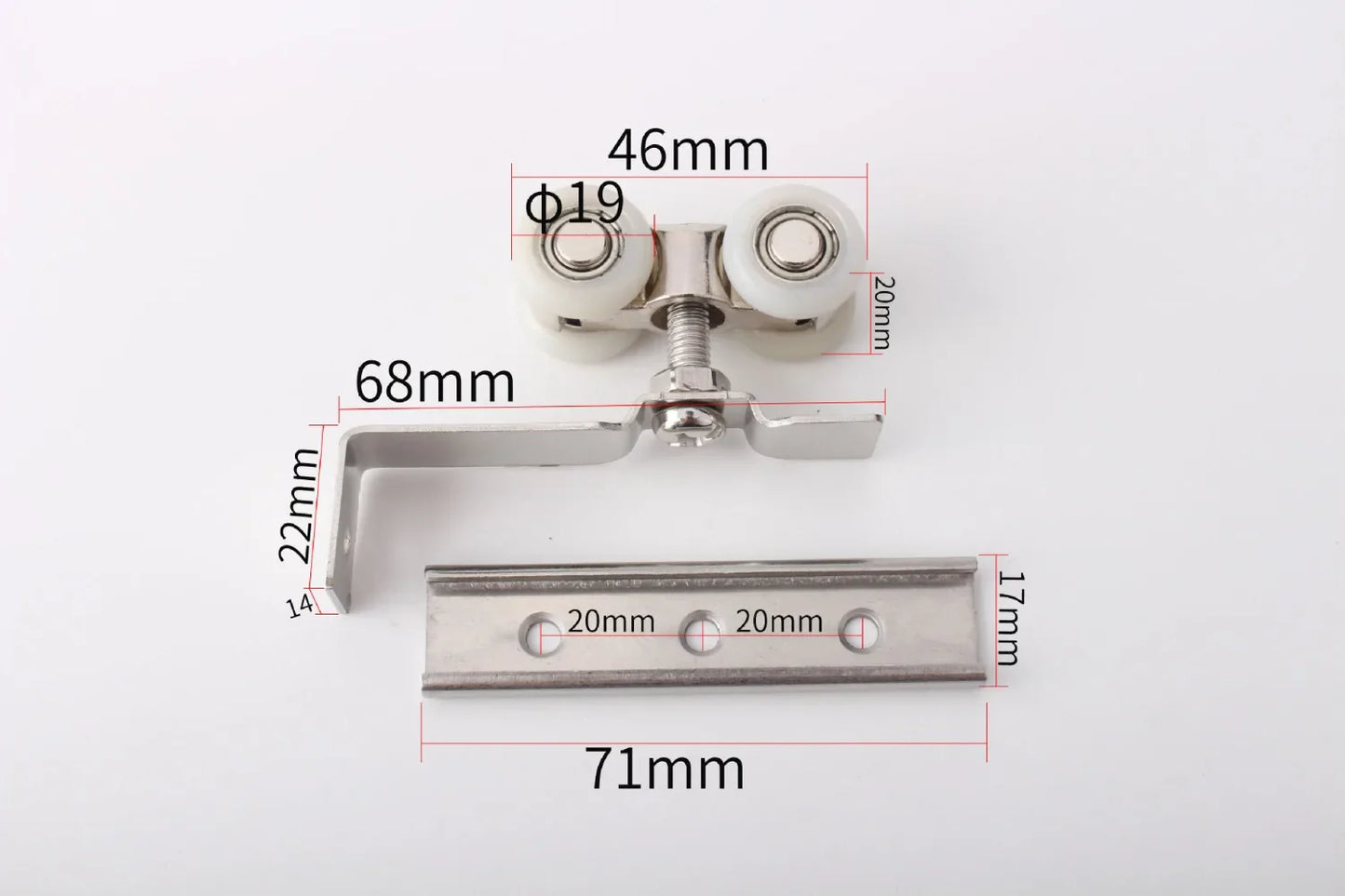 Sliding Door Roller Pulley Set – 4-Wheel Rail Track Hardware