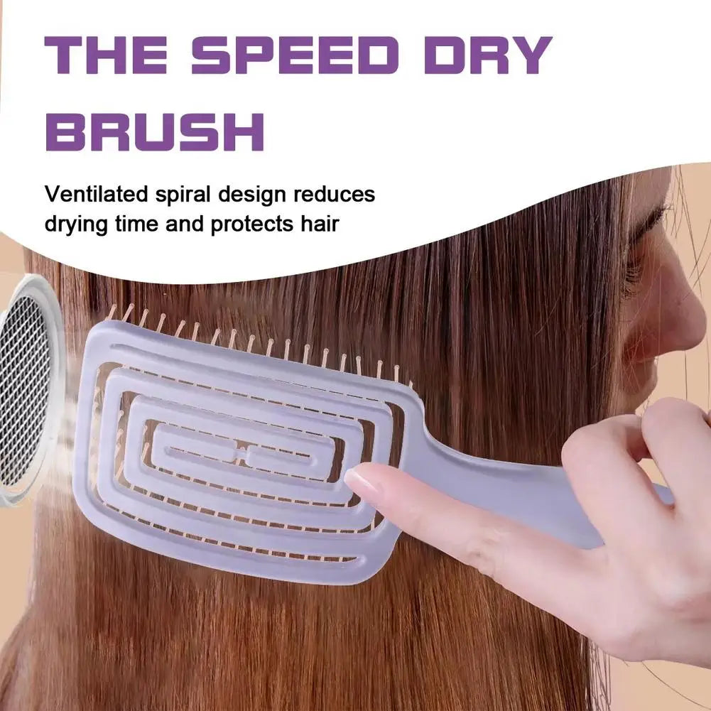 Hollow-Out Curved Detangling Brush for Easy Styling Peaceful Pleasures Health and Wellness