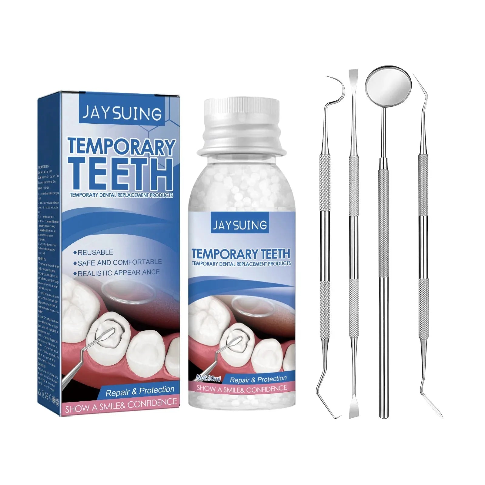 Temporary Resin Tooth Repair Kit Shapeable Solid Glue Denture Adhesive Teeth Whitening Gel Fill Resin FalseTeeth Solid Glue Peaceful Pleasures Health and Wellness 1 set