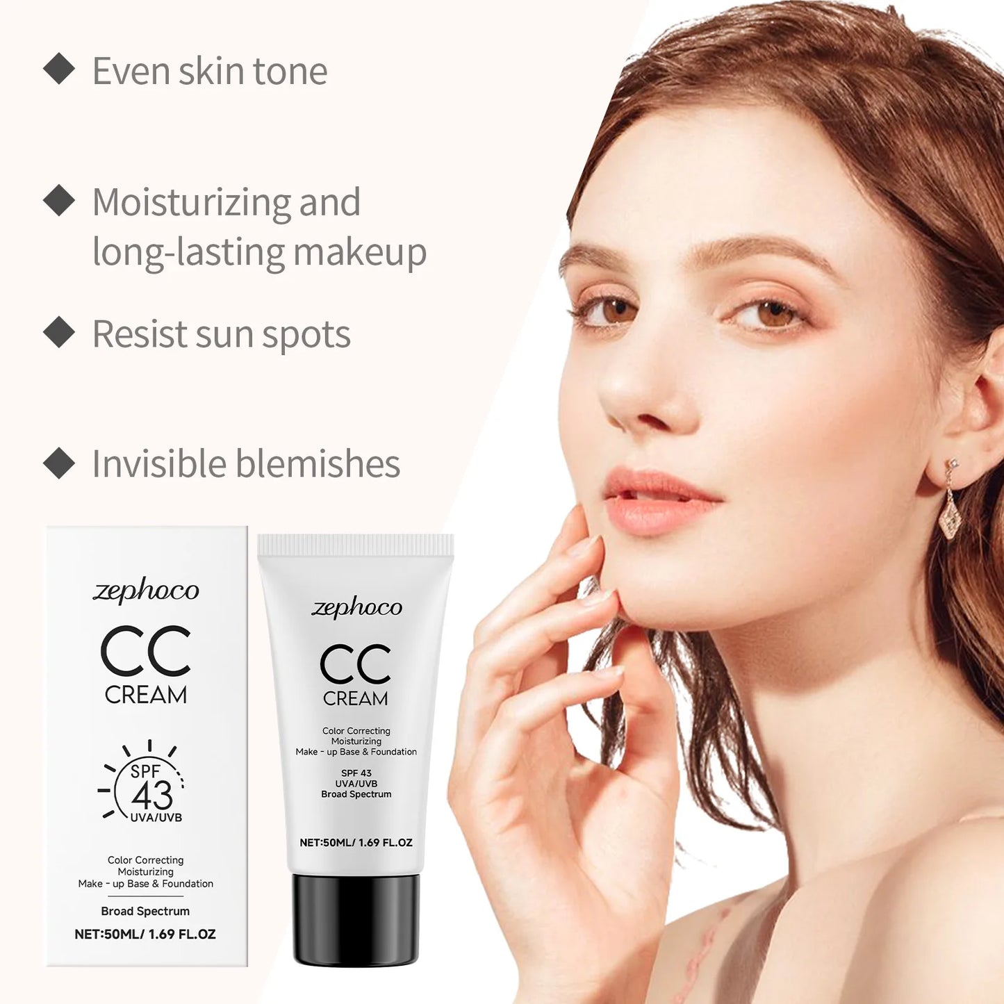 Zephoco CC Cream SPF43 Hydrating Foundation – Even Skin Tone