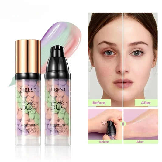 SADOER Tri-Color Face Primer Cream – Brighten, Conceal & UV Protect Face Makeup Primer Oasis Select