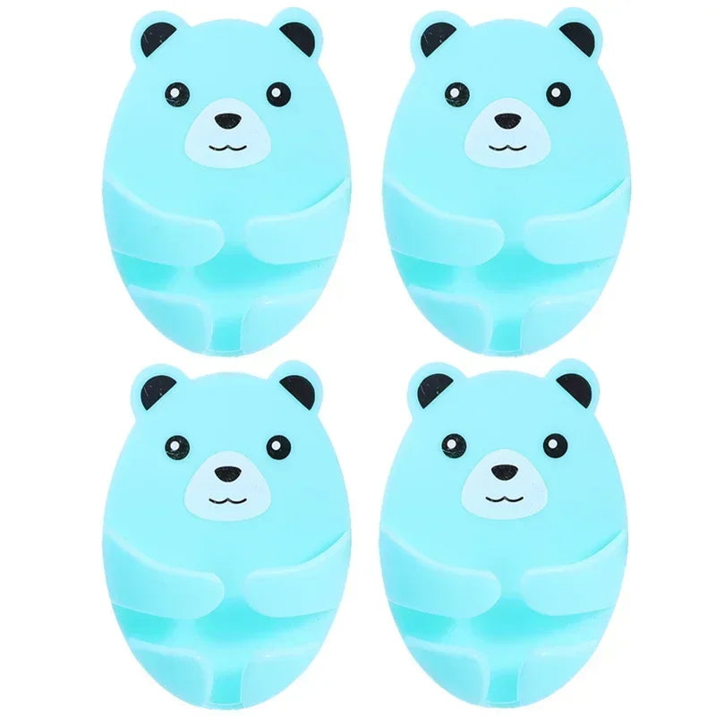 Bear Shaped Adhesive Wall Hooks – No-Drill Plug & Cord Organizer Adhesive Wall Hooks Peaceful Pleasures Health and Wellness 4Pcs Blue