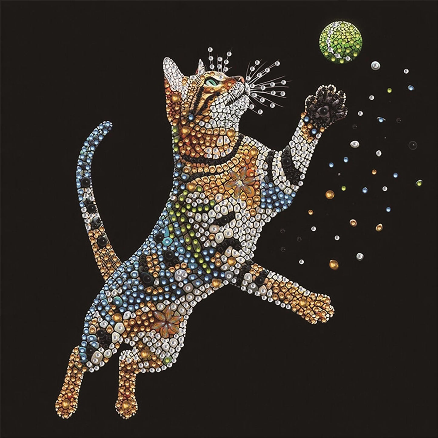Cat Special Shaped DIY Partial Drill Diamond Painting Kits for Adults Beginners Home Decor Diamonds Dots Gem Art Kits 30x30cm Peaceful Pleasures Health and Wellness Ball Playing Cat
