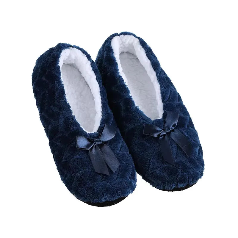Women's Winter Plush Slippers | Fluffy Bow Non-Slip House Shoes