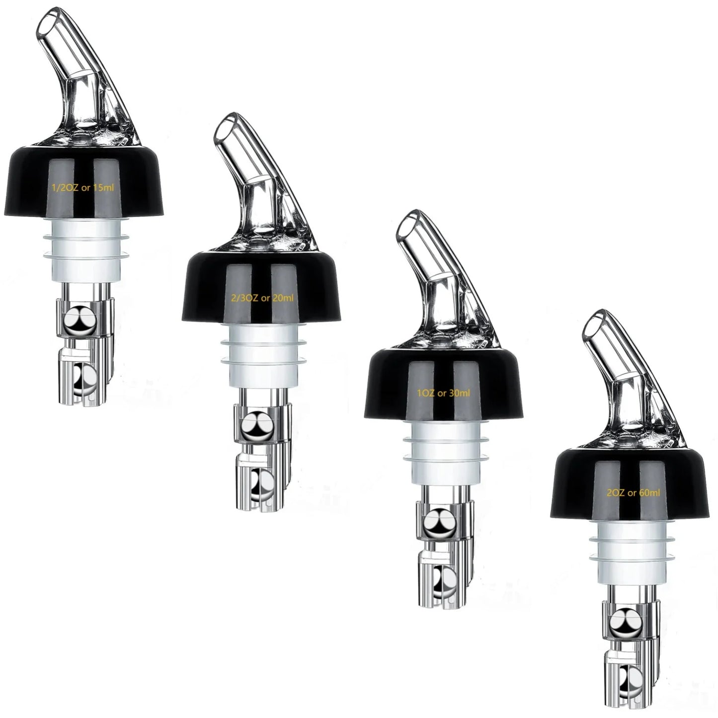 4 Different Measured Bottle Pourer Spouts Liquor Pourers Quick Shot Spirit Driinks Wine Cocktail Whiskey Dispenser Bartender Peaceful Pleasures Health and Wellness 1PC per Size