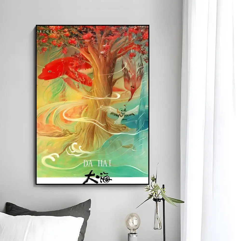 Fantasy Romantic Movie Anime B-Big Fish & Begonia Poster Wall Art Print Poster Decorative Mural Home Decor Gift Unframed Peaceful Pleasures Health and Wellness White10 50x70cm Unframed