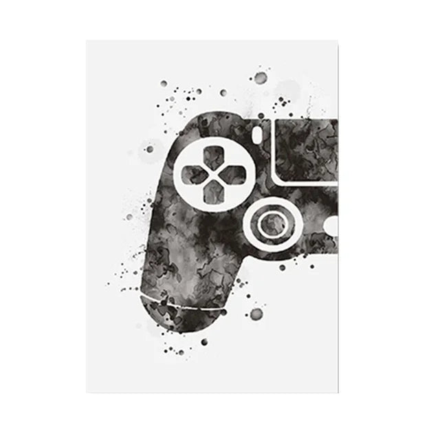 Minimalist Gamepad Controller Canvas Poster Modern Gaming Room Wall Art Print for Gamer Bedroom Home Decoration Peaceful Pleasures Health and Wellness SKU-1 20x30cm Unframed