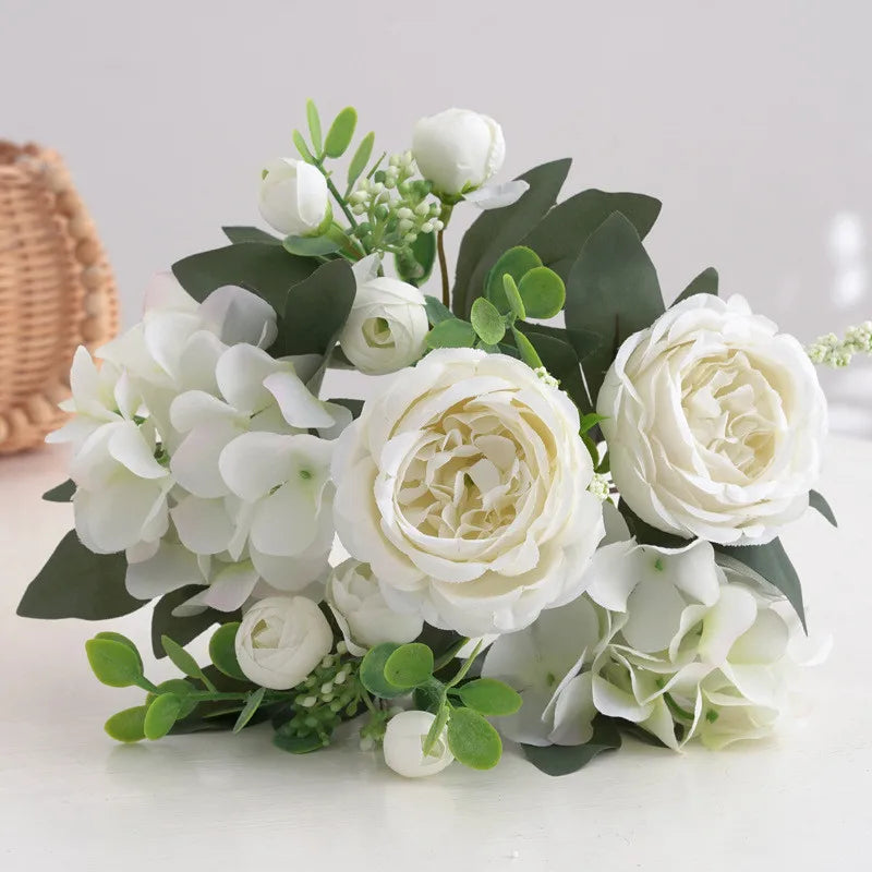 Artificial Silk Peony & Hydrangea Bouquet – Wedding Home Decor
