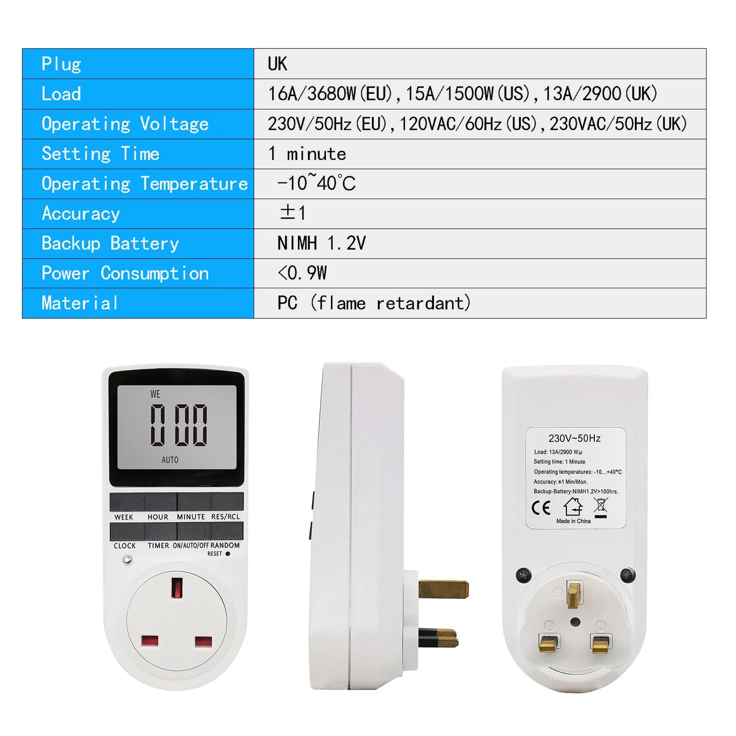 Digital Timer Switch Socket Digital Electronic Timer Switch LCD Display Plug in Programmable Time Switch Energy Peaceful Pleasures Health and Wellness