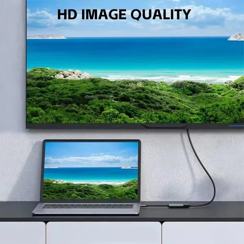 TYPE C to HDMI-Compatible 4K Adapter USB C USB3.1 Male to HDTV Female Converter Cable for Laptop Tablet TV MacBook Peaceful Pleasures Health and Wellness
