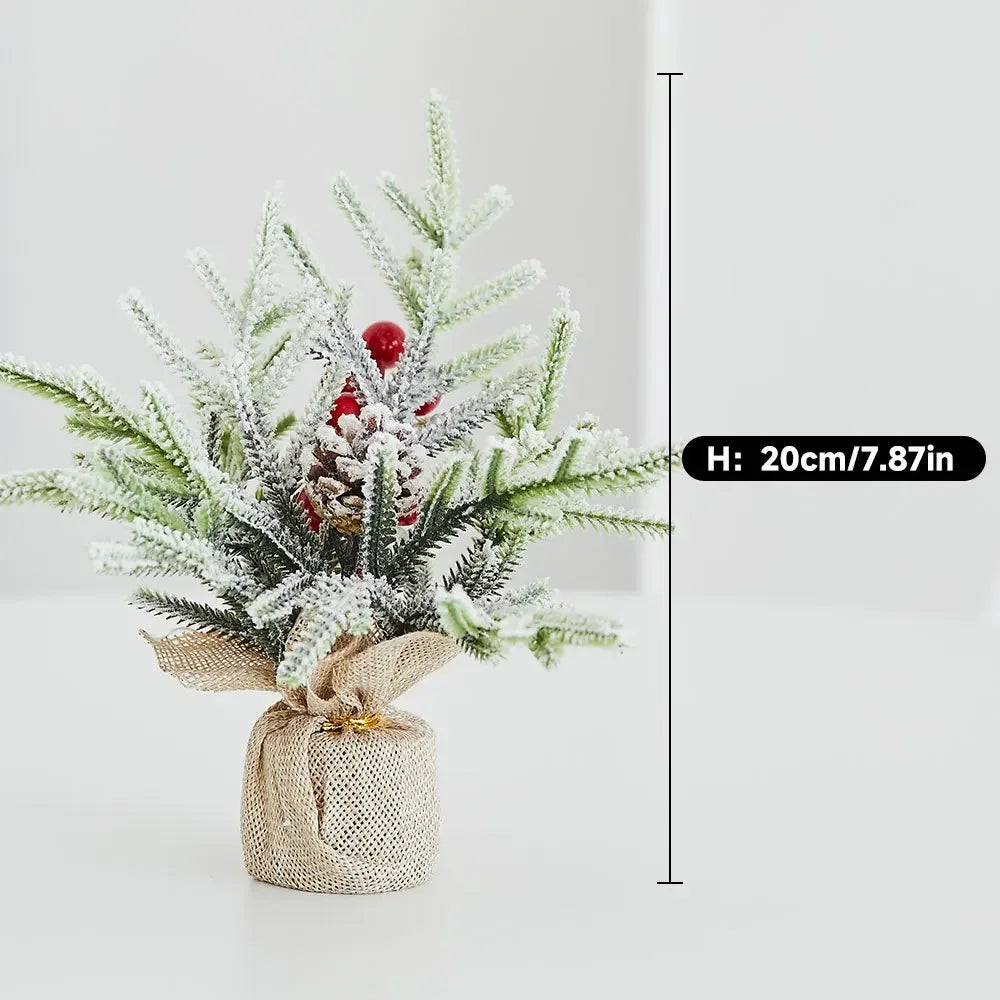 20cm Miniature Christmas Tree Mini Artificial Christmas Tree Vivid Decorations Portable Delicate Tree Ornaments Desktop Decor Peaceful Pleasures Health and Wellness 12
