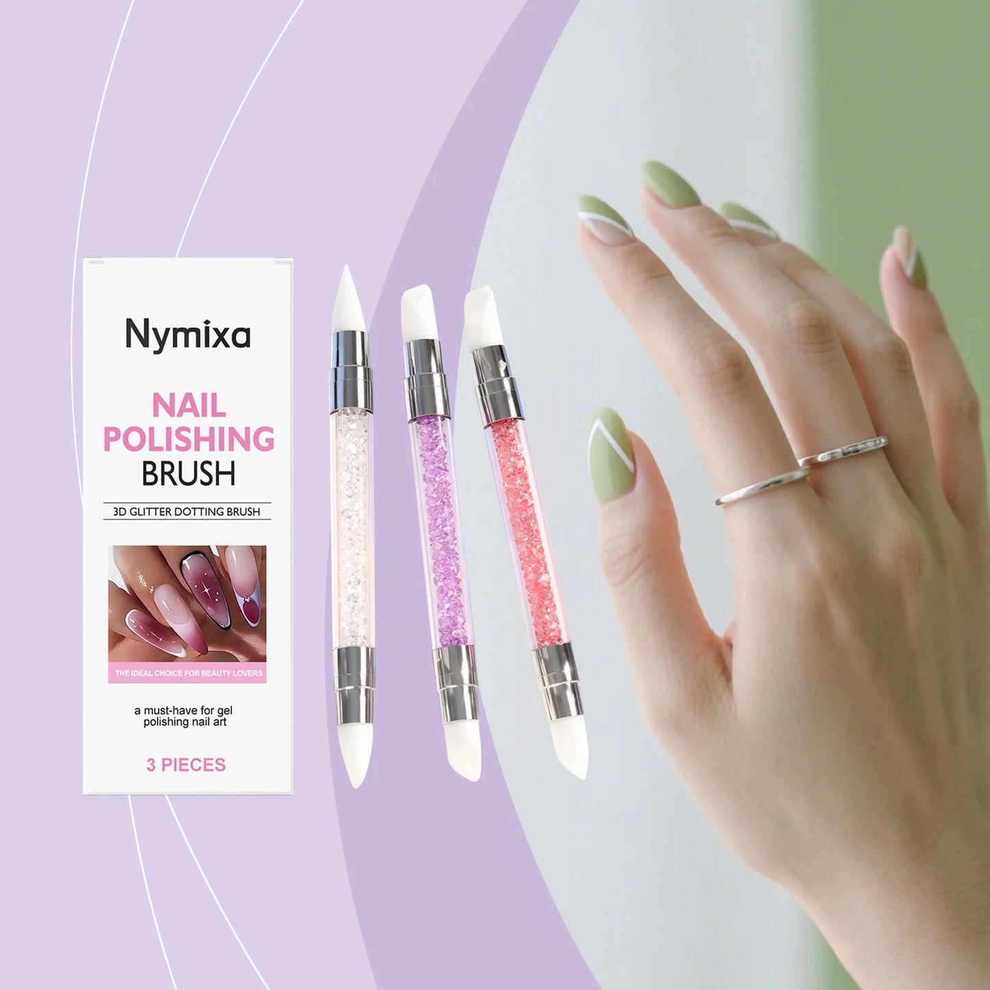 Silicone Nail Art Pens 3D Carving Dual-Ended Manicure Set 3pc
