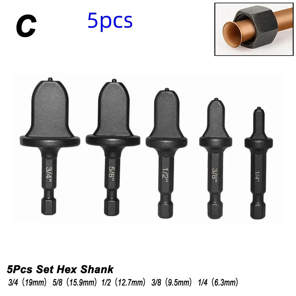 Copper Tube Pipe Expander Set – 5/6/11 Pc Hex Shank HVAC Tool Peaceful Pleasures Health and Wellness C 5Pcs Hex