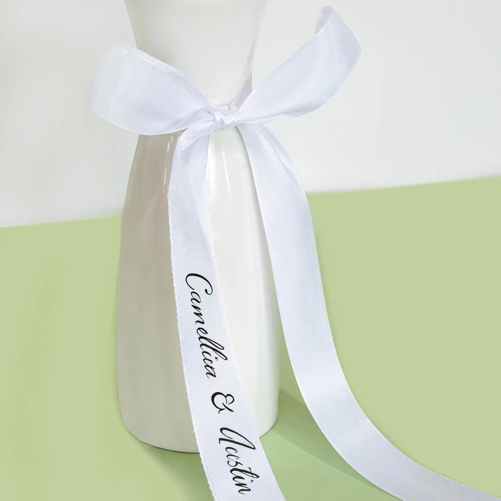 5pcs Personalized Wedding Ribbon Champagne Glass & Chair Decor