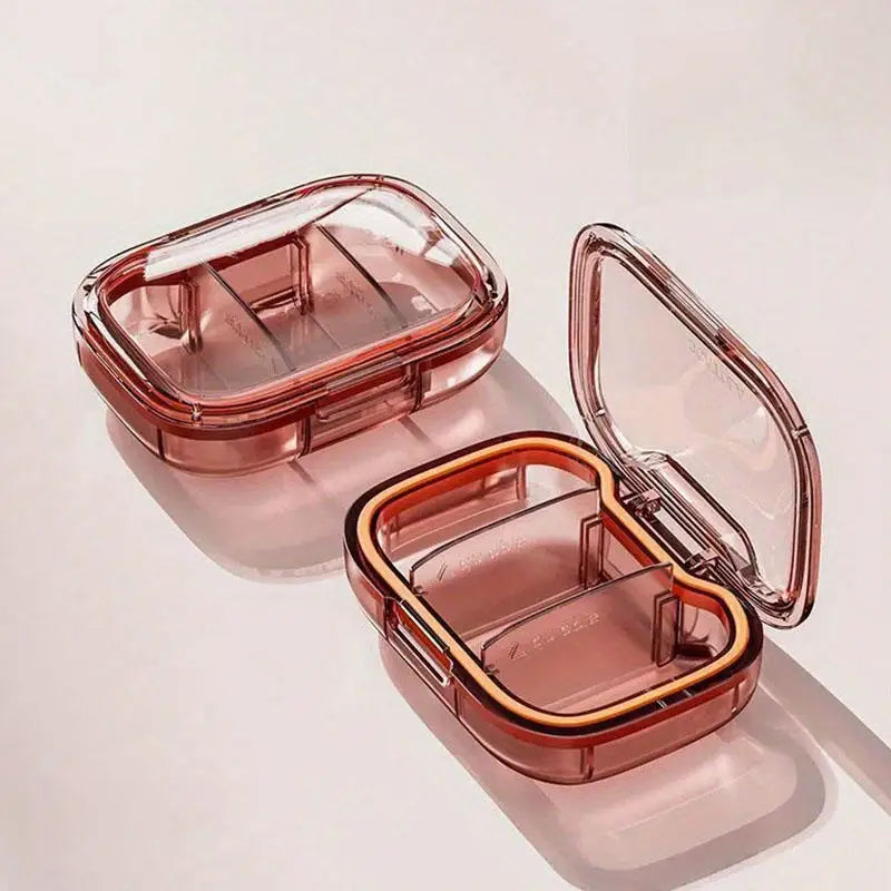 Portable Mini Medicine Pills Box 3 Compartment Drug Storage Box Pills Dispenser Pill Organizer Transparent Small Container Peaceful Pleasures Health and Wellness