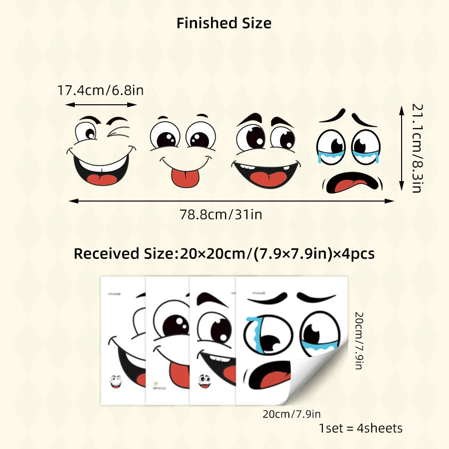 4-Pack Cartoon PVC Stickers | Glossy Glitter Decals for Any Surface