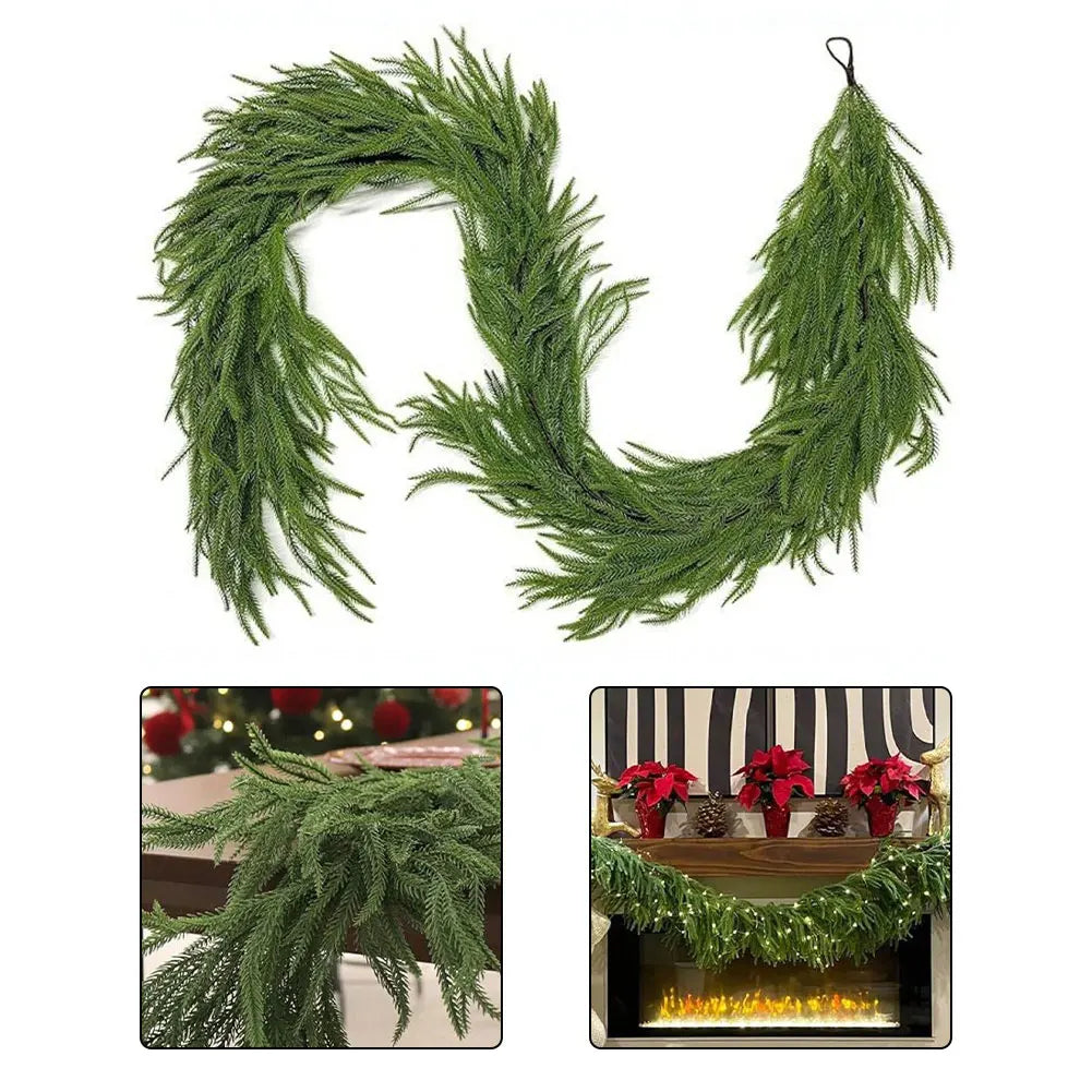 Indoor Christmas Decor Featuring Simulated Pine Needles Rattan