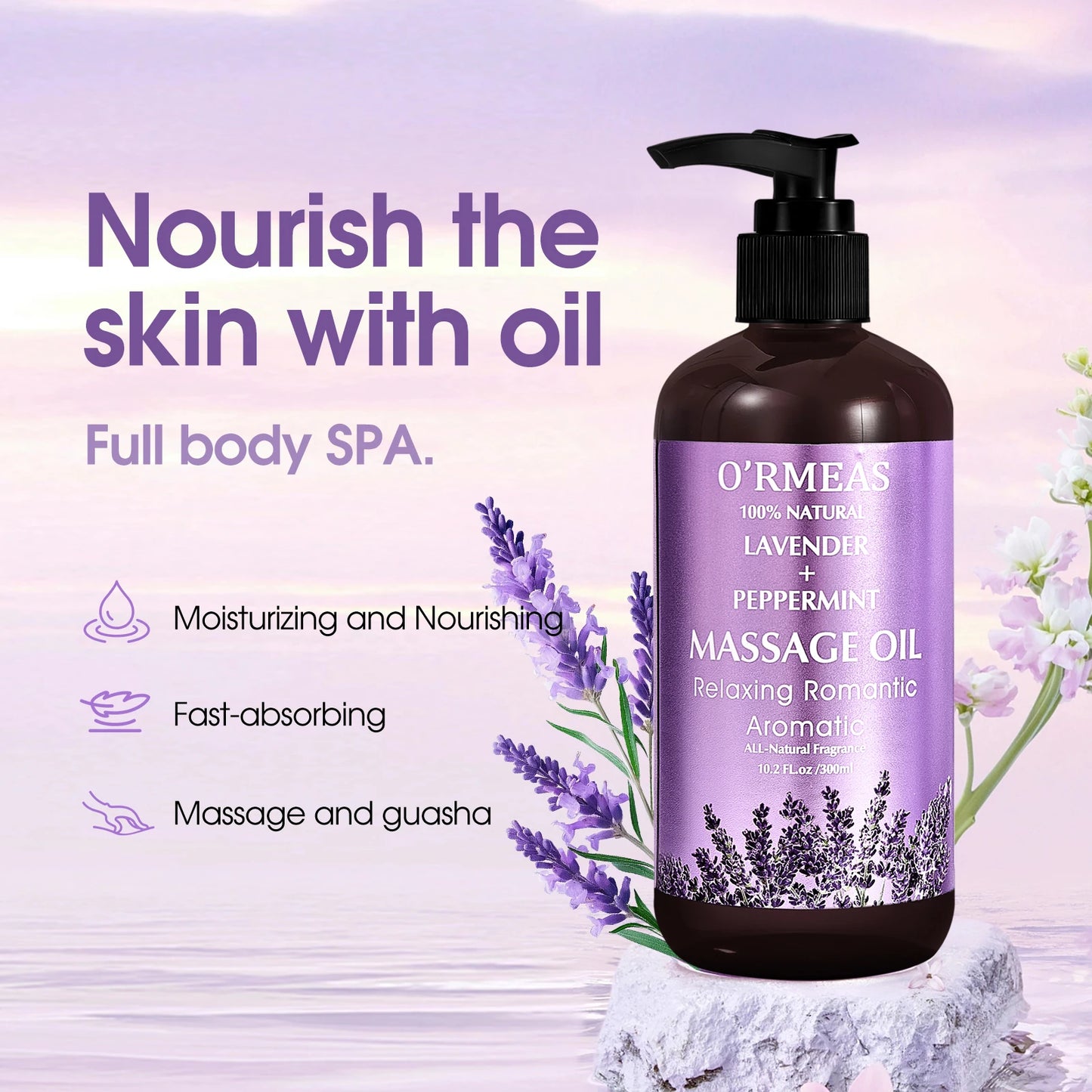 Lavender Peppermint Massage Body Oil for All Peaceful Pleasures Health and Wellness