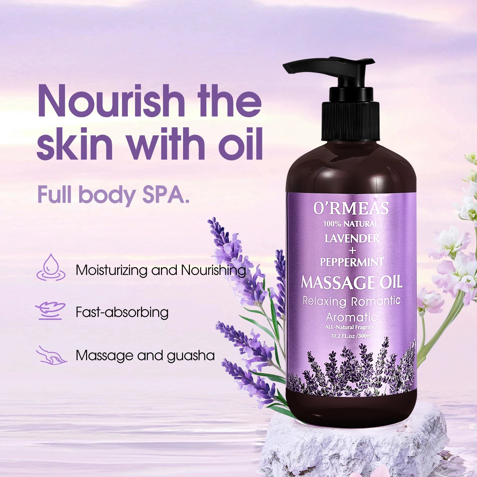 Lavender Peppermint Massage Body Oil for All Peaceful Pleasures Health and Wellness