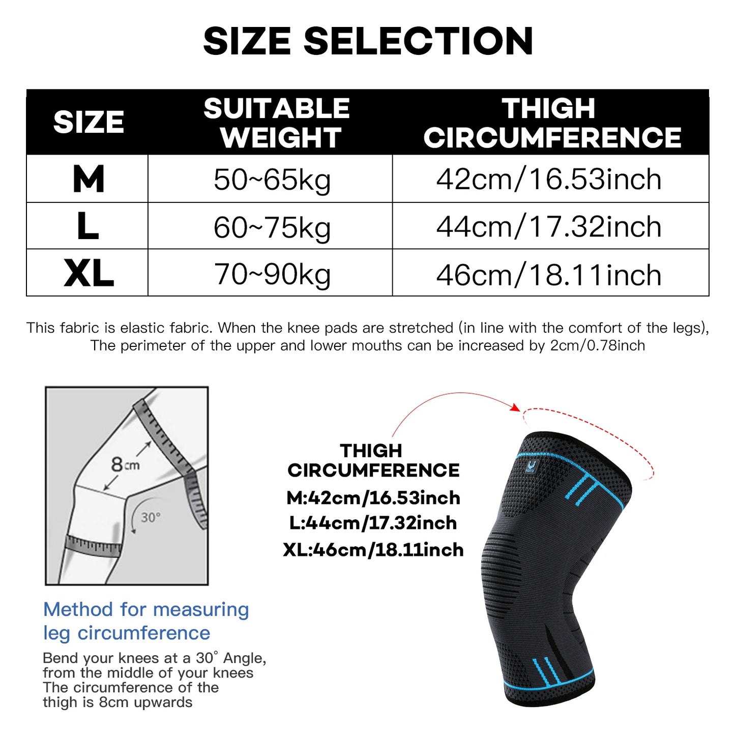 1 Pcs Compression Knee Support Sleeve Elastic Breathable Knee Pads Brace Springs Gym Sports Protector Basketball Volleyball Run Peaceful Pleasures Health and Wellness
