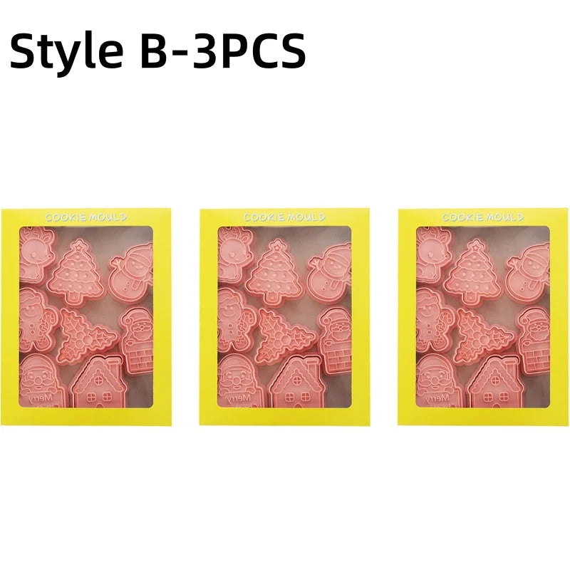 3D Christmas Cookie Cutters – Cartoon Fondant Baking Mold Set