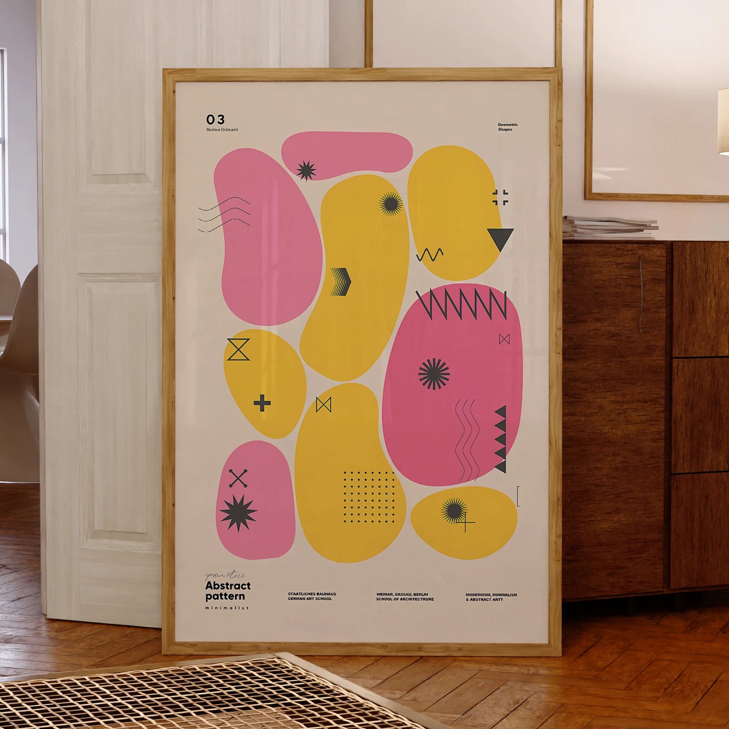 Modern Bauhaus Abstract Geometric Canvas Wall Art | Framed Print