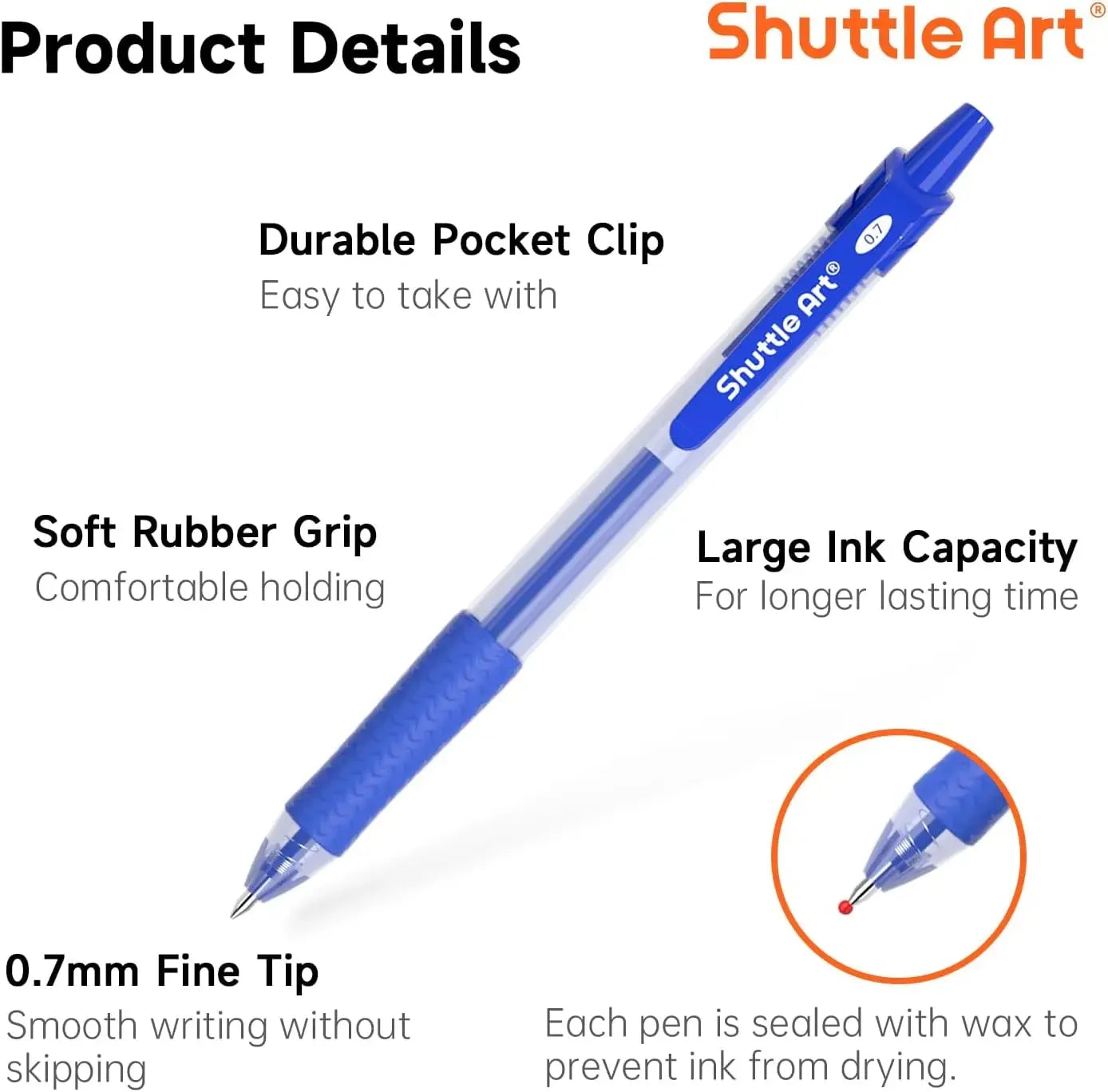 40 Pack Retractable Blue Gel Pens, 0.7mm Medium Point Smooth Writing with Comfortable Grip for Office School Home Peaceful Pleasures Health and Wellness
