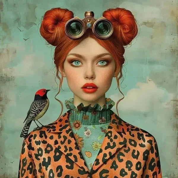 Surrealism Woman & Fish Canvas Wall Art | Fantasy Portrait Print
