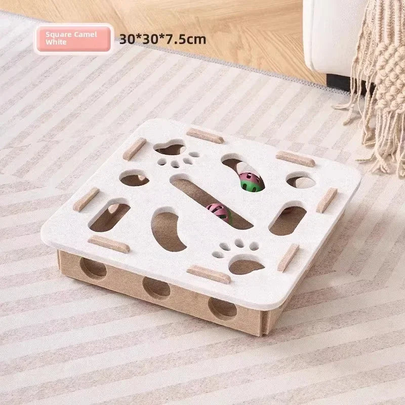 Cat Puzzle Toy Felt Box with Ball | Indoor Cat Exercise Toy