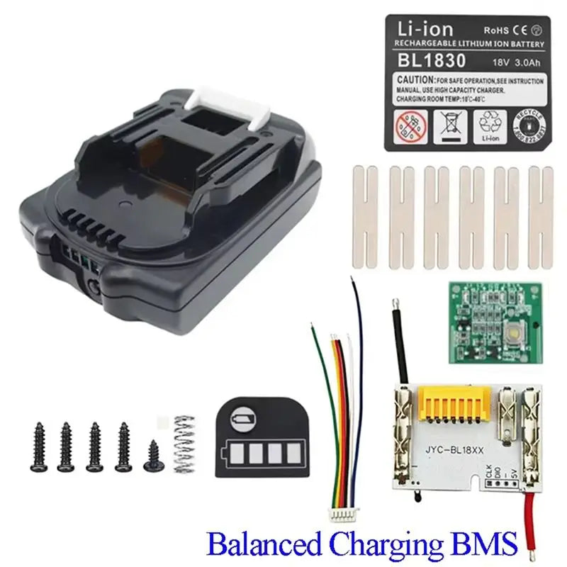 A36T-BL1820B Lithium Battery Case For 18V BL1815 BL1830- 5X18650 BSM PCB Balanced Charging Circuit Board LED Label Box Peaceful Pleasures Health and Wellness