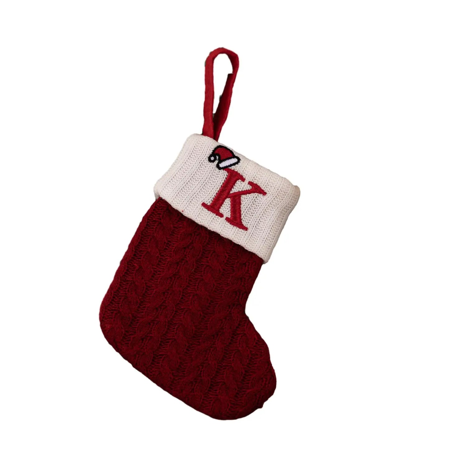 Knitted Christmas Stocking Ornament – Snowflake & Alphabet