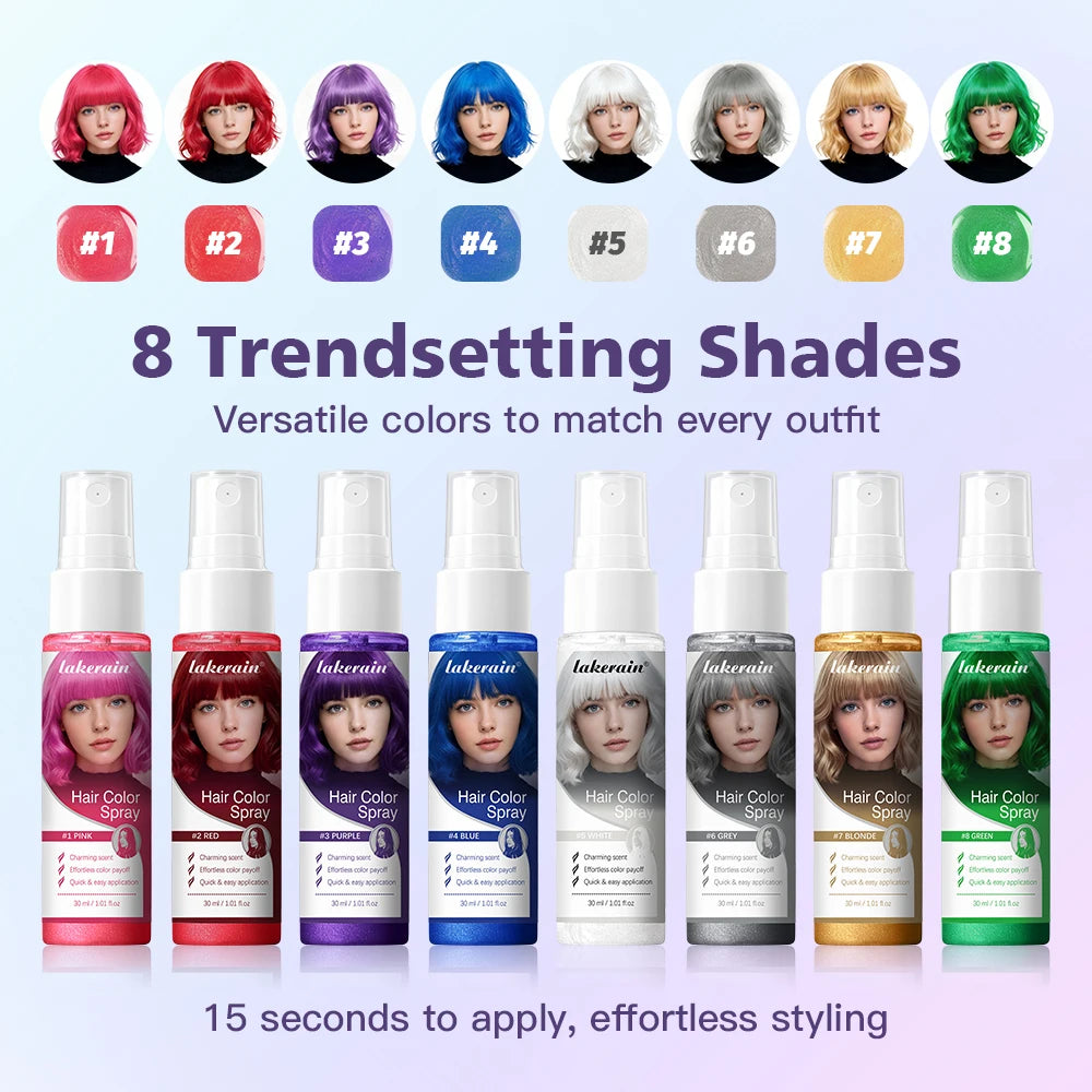 Hair Color Spray 15s Instant Coloring Rich Color Gentle Formula Temporary & Washable Long-Lasting Bright Color Hair Dyeing Spray Peaceful Pleasures Health and Wellness