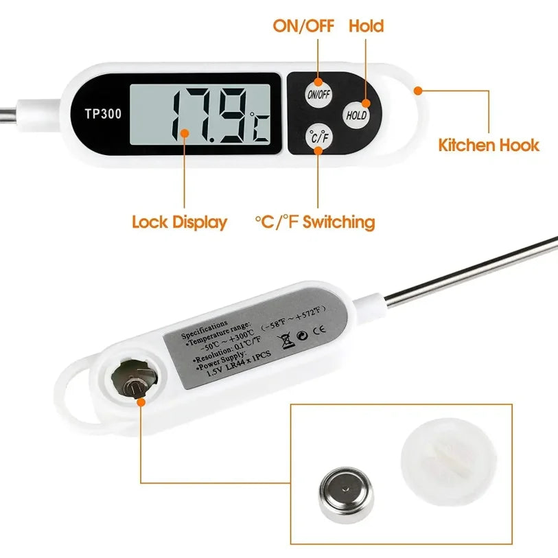 Digital Instant Read Meat Thermometer | BBQ Kitchen Probe