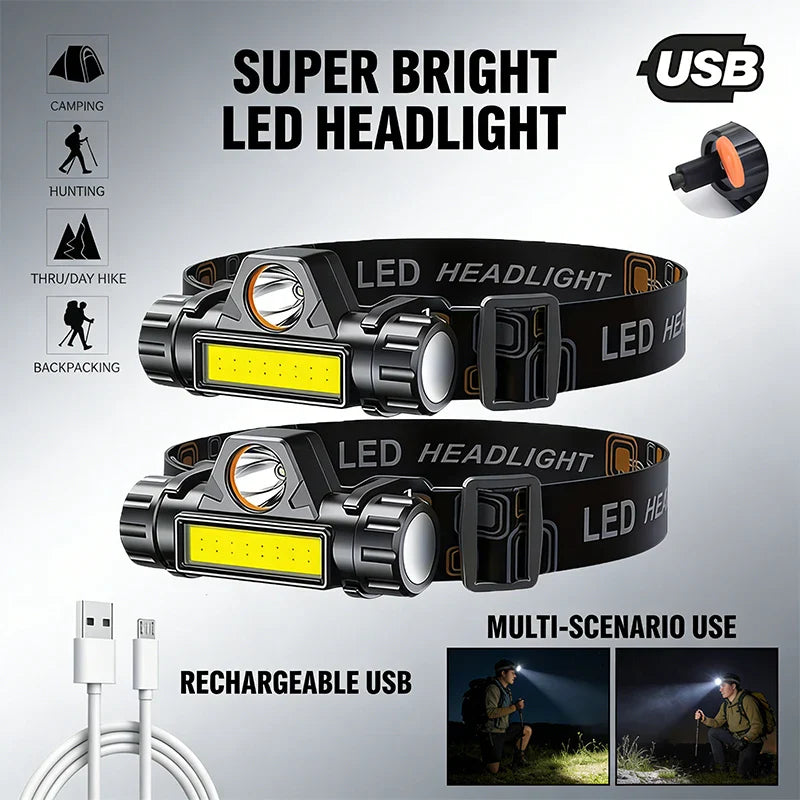 Rechargeable COB LED Headlamp | Magnetic, Waterproof, 300 Lumens