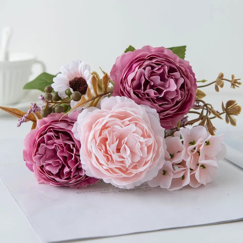 Artificial Silk Persian Peony Bouquet – Wedding & Home Decor