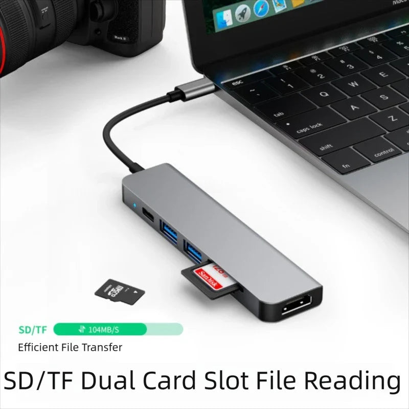 6-in-1 USB-C Hub – 4K HDMI, SD/TF, USB 3.0 & 87W PD