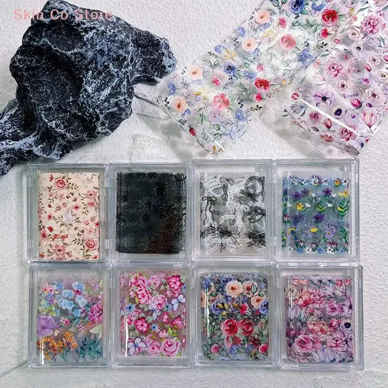 1Pcs Flower Nail Transfer Foils Stickers for Nail Art Peaceful Pleasures Health and Wellness