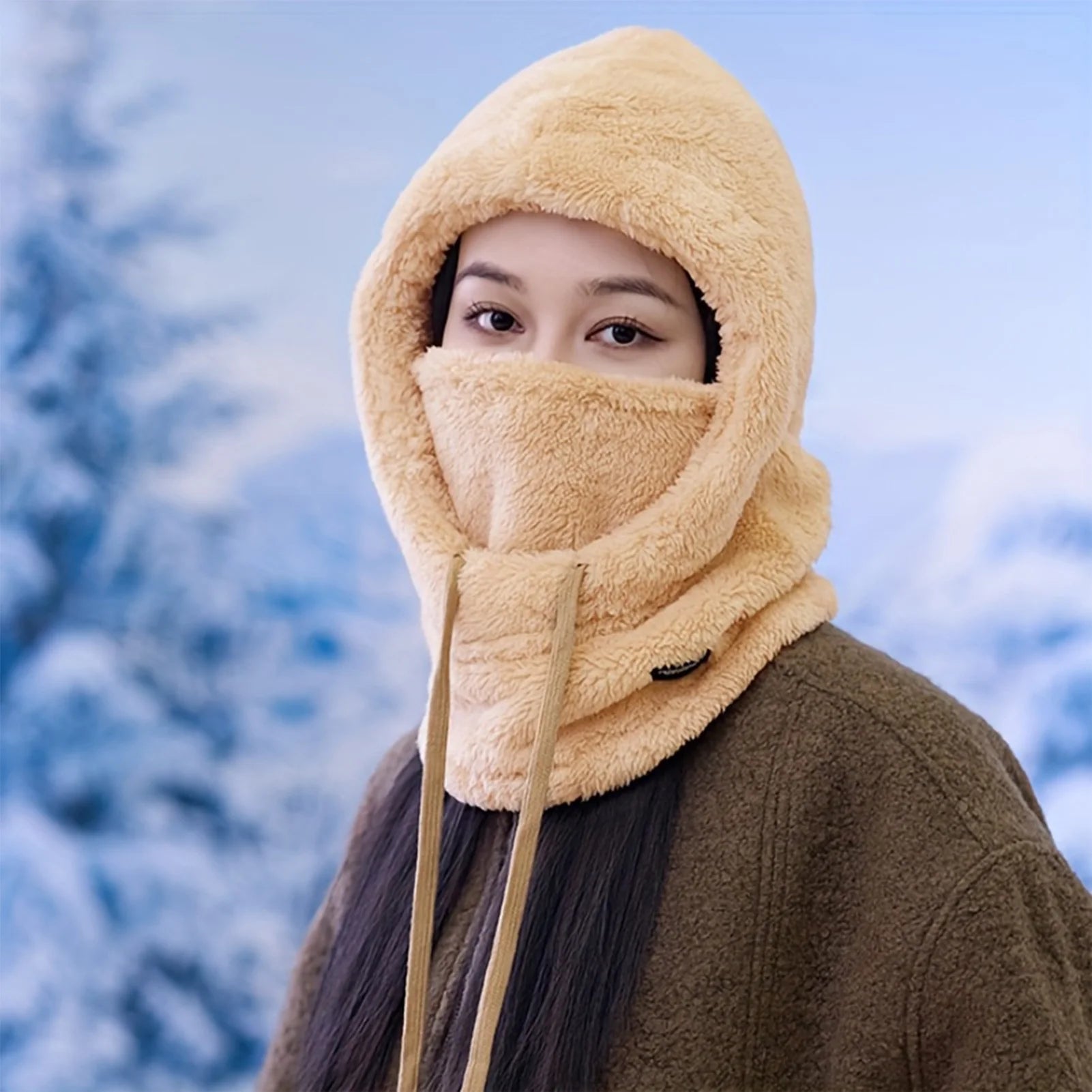 Windproof Ski Hooded Neck Warmer Windproof Outdoor Cold Weather Neck Warmer for Cycling Enthusiasts Gifts Peaceful Pleasures Health and Wellness