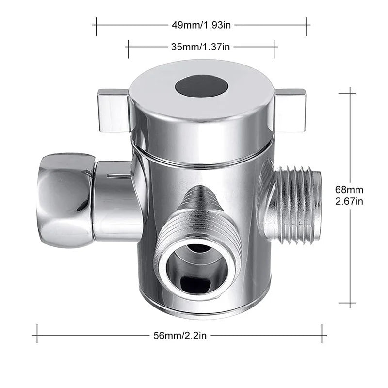 3-Way Shower Diverter Valve 1/2" ABS Chrome Faucet Splitter