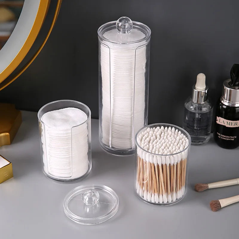 Acrylic Makeup Organizer – Cotton Swab & Pad Storage Box
