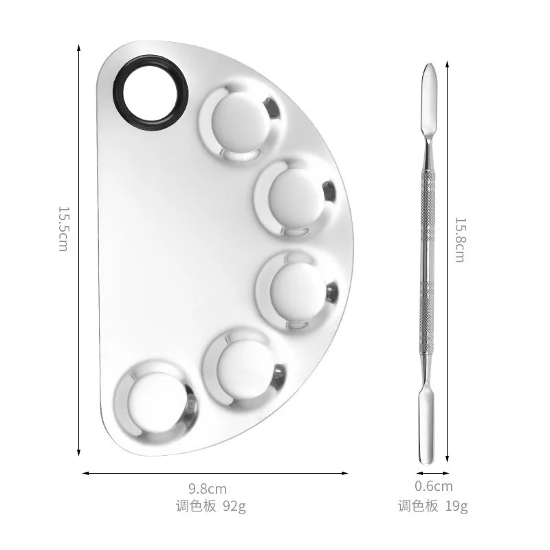 5-Well Makeup Palette Spatula Stainless Steel Nail-art Cosmetic