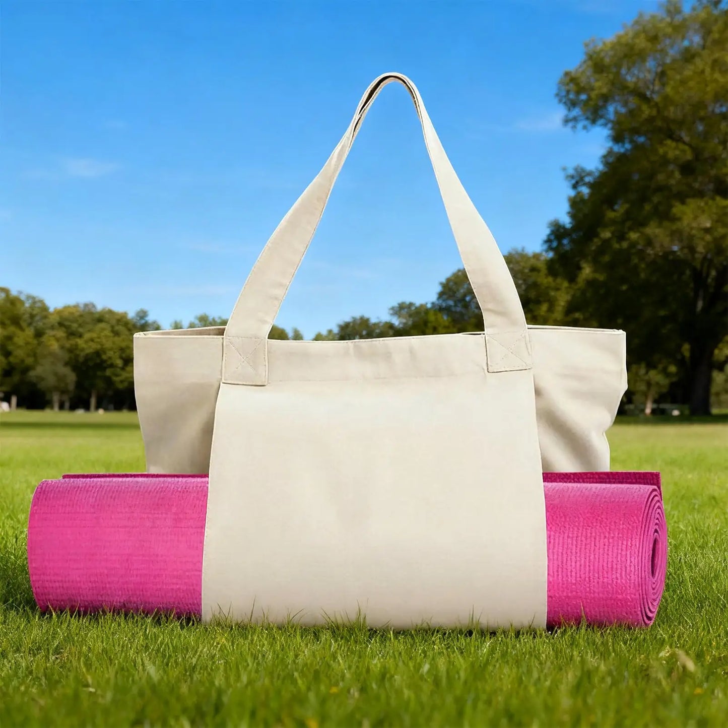 Canvas Yoga Mat Bag | Adjustable Strap Tote for Gym & Travel