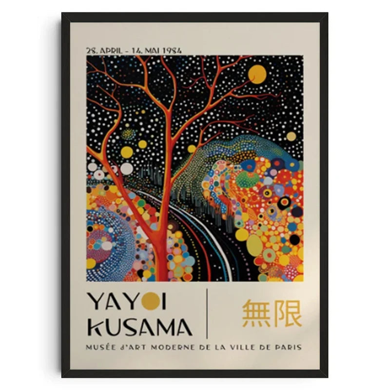 Abstract Yayoi Kusama Style Canvas Poster, Japanese Modern Art Mural Frameless Wall Art for Home Living Room Gallery Decor Peaceful Pleasures Health and Wellness DD027-26 30x40cm Unframed