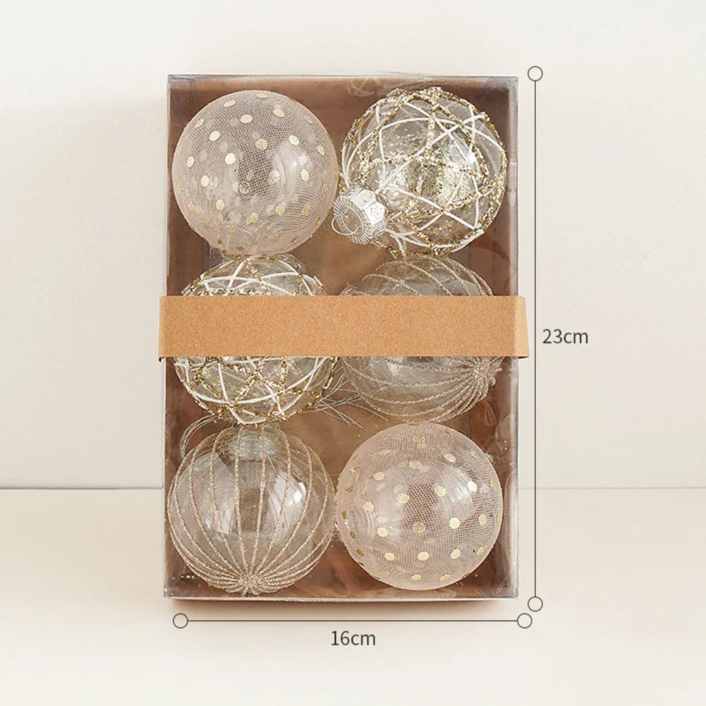 80mm Plastic Christmas Ball Ornaments Set – 6 or 9 Xmas Baubles