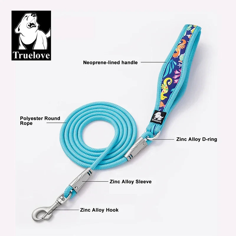 Truelove-Floral Printing Pet Leash Neoprene-Padded Handle Leash Small Medium Dog Safety Enjoyable Walking Experience TLL25761 Peaceful Pleasures Health and Wellness