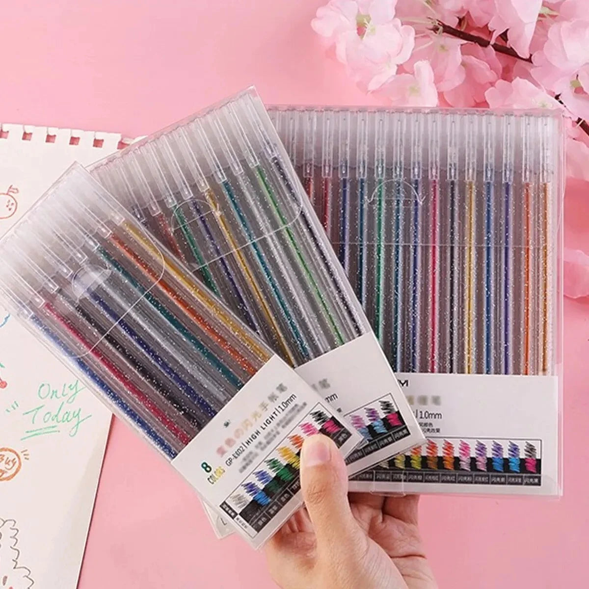 Glitter Gel Pens 8/12/18 Colors – 1.0mm Metallic Art Pens Set