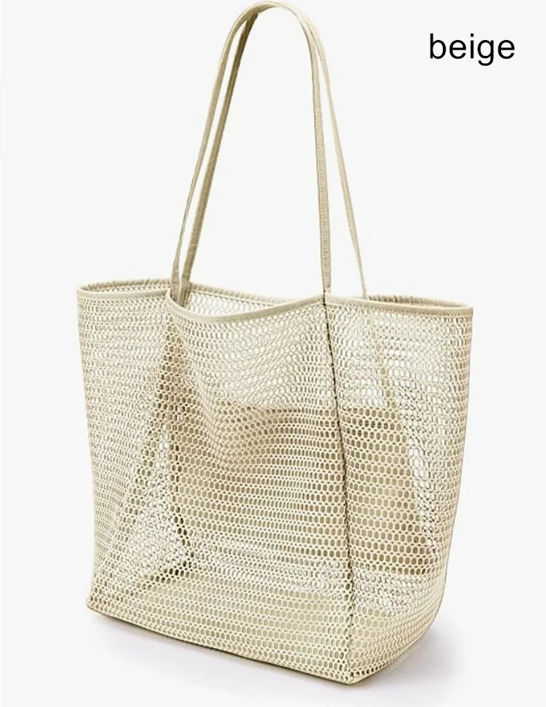 Expandable Mesh Beach Bag for Women – Foldable Crossbody Tote