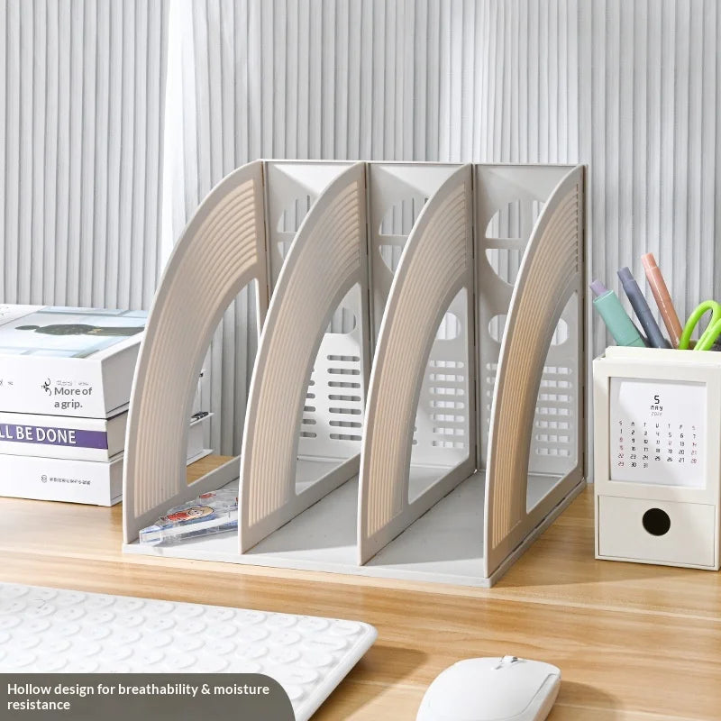 Creative Modern Muted Tones Book Stand Organizer Soft Pastel File Holder Multi Layer Learning Storage Solution Peaceful Pleasures Health and Wellness