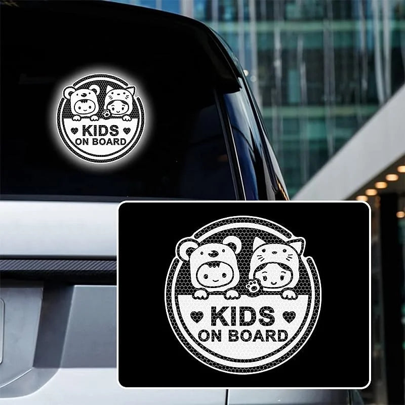 Reflective Kids on Board Car Sticker | Waterproof Safety Decal