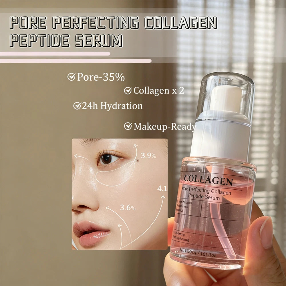 Pore Perfecting Collagen Peptide Serum,Firming & Radiance, Pore Care, Makeup Prep Serum for All Skin Types, Korean Skincare,30ml Peaceful Pleasures Health and Wellness